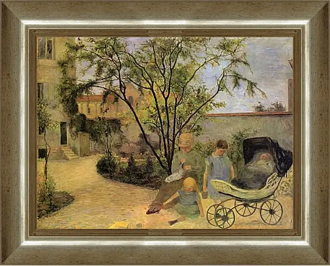 Картина в раме - La famille du peintre au jardin, rue Carcel. Поль Гоген