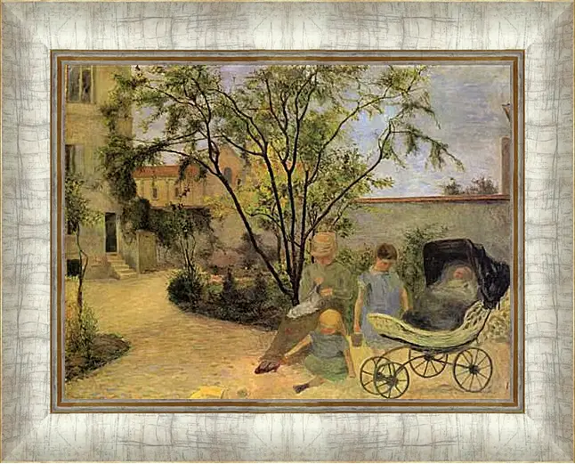 Картина в раме - La famille du peintre au jardin, rue Carcel. Поль Гоген