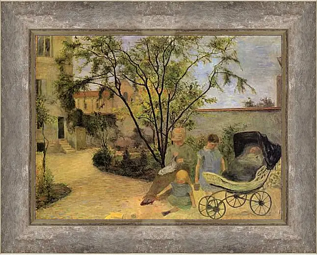 Картина в раме - La famille du peintre au jardin, rue Carcel. Поль Гоген