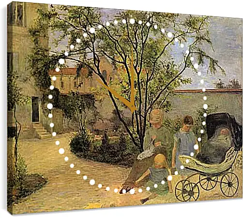 Часы картина - La famille du peintre au jardin, rue Carcel. Поль Гоген