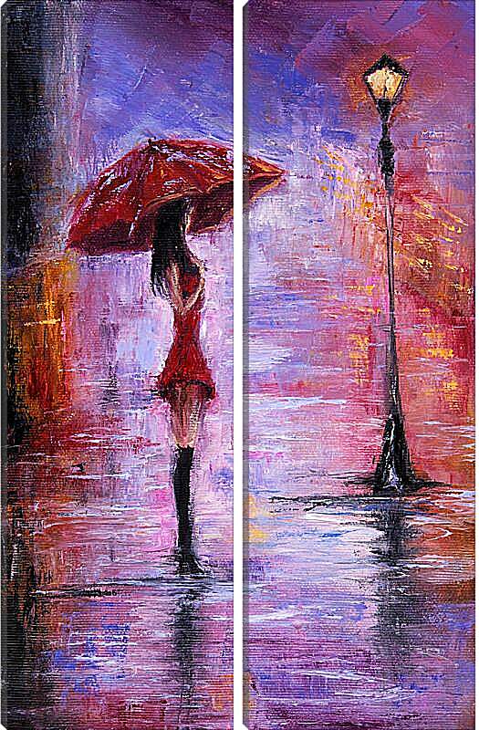Модульная картина - Девушка под зонтом