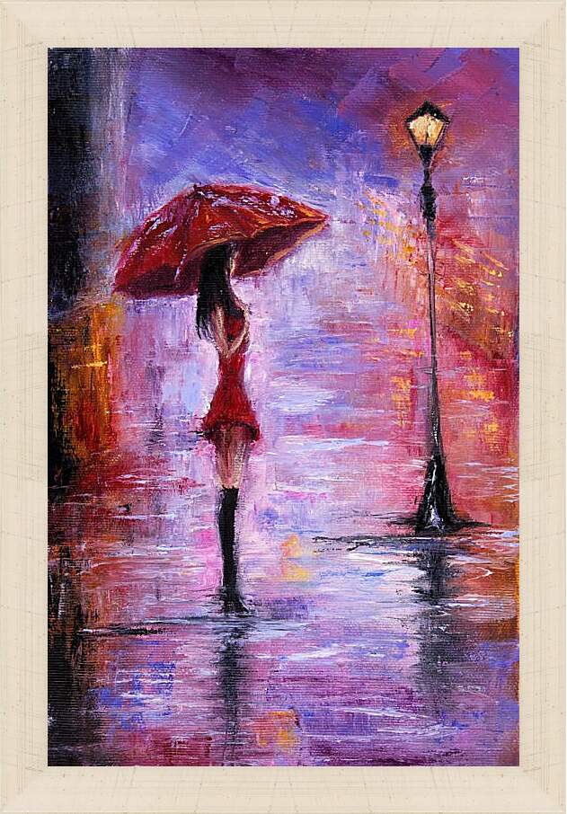 Картина в раме - Девушка под зонтом