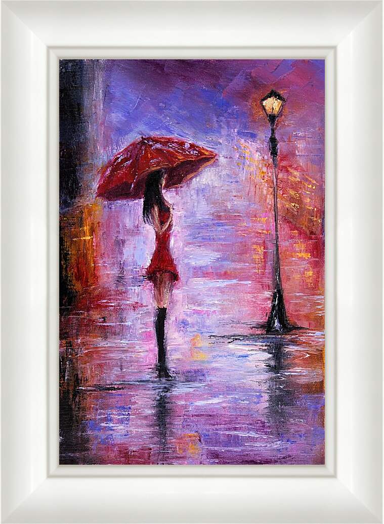 Картина в раме - Девушка под зонтом