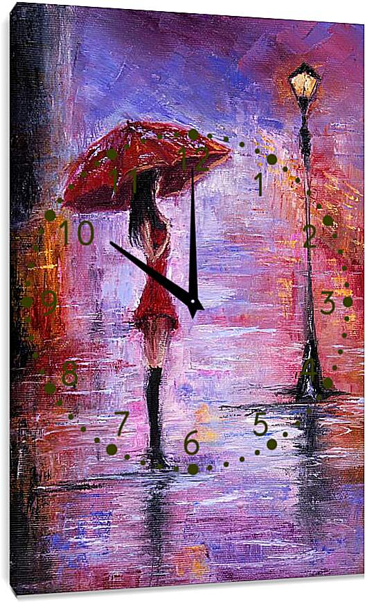 Часы картина - Девушка под зонтом