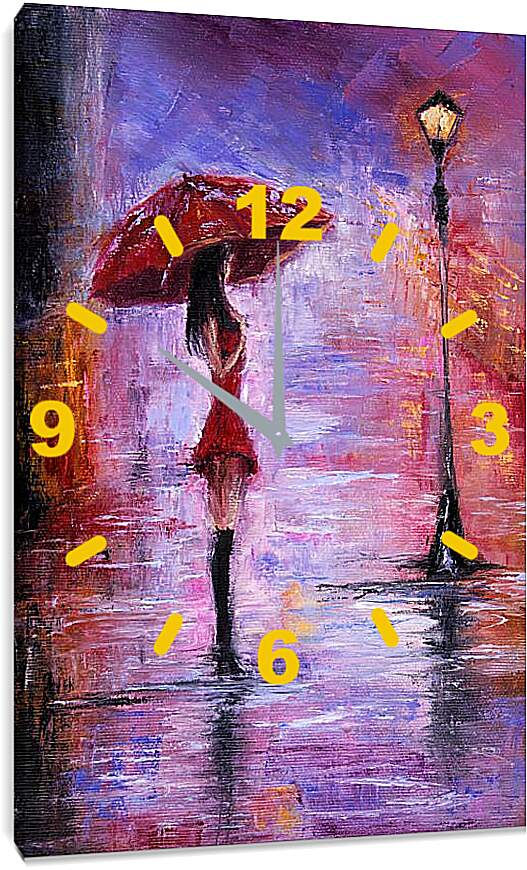 Часы картина - Девушка под зонтом