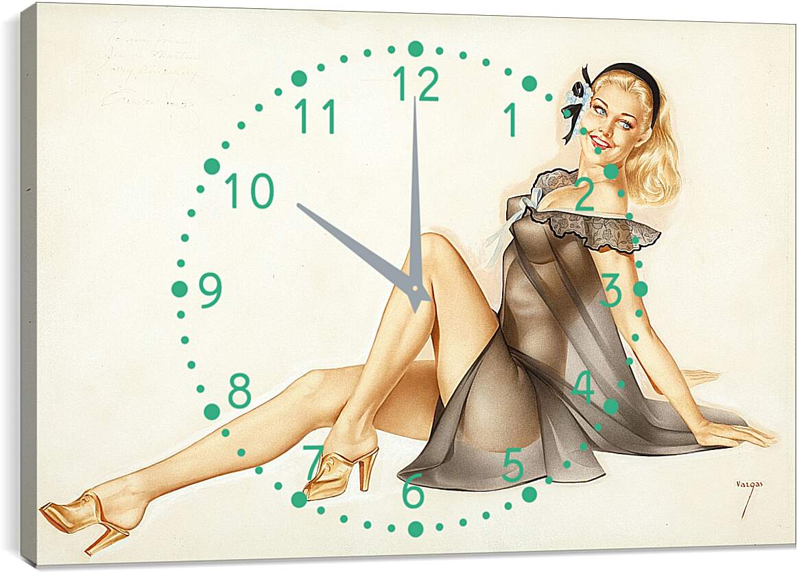 Часы картина - Блондинка с бантиком