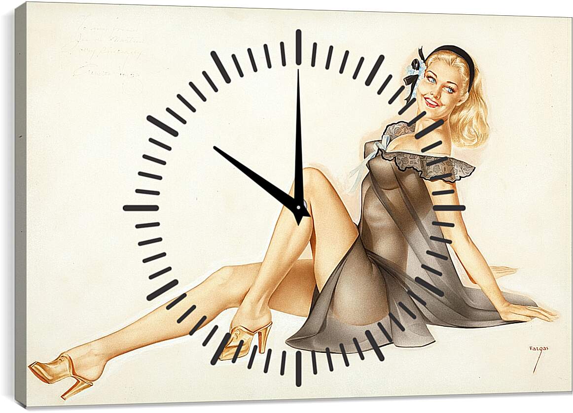 Часы картина - Блондинка с бантиком