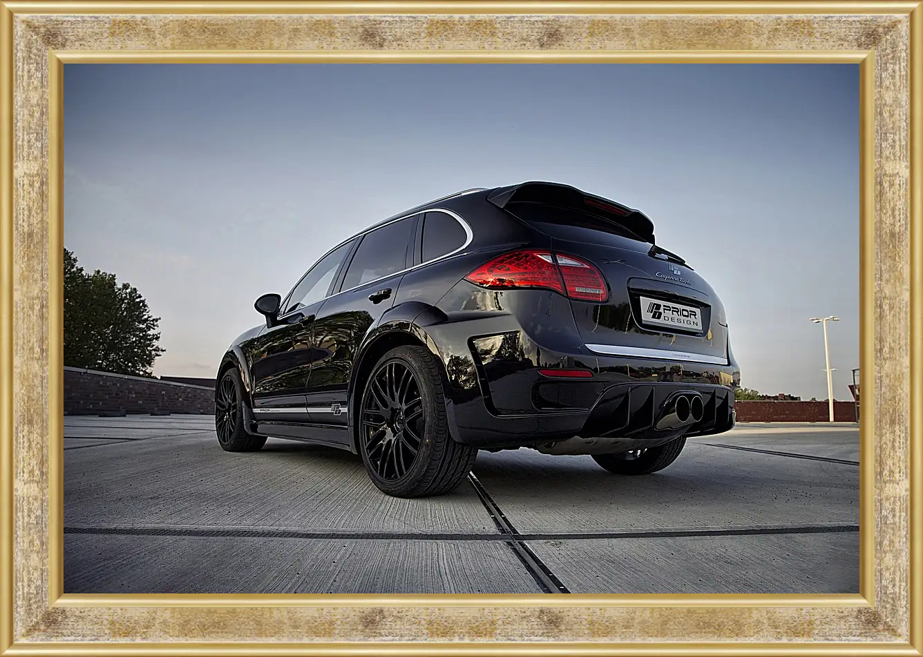 Картина в раме - Черный Порше Каен (Porsche Cayenne)