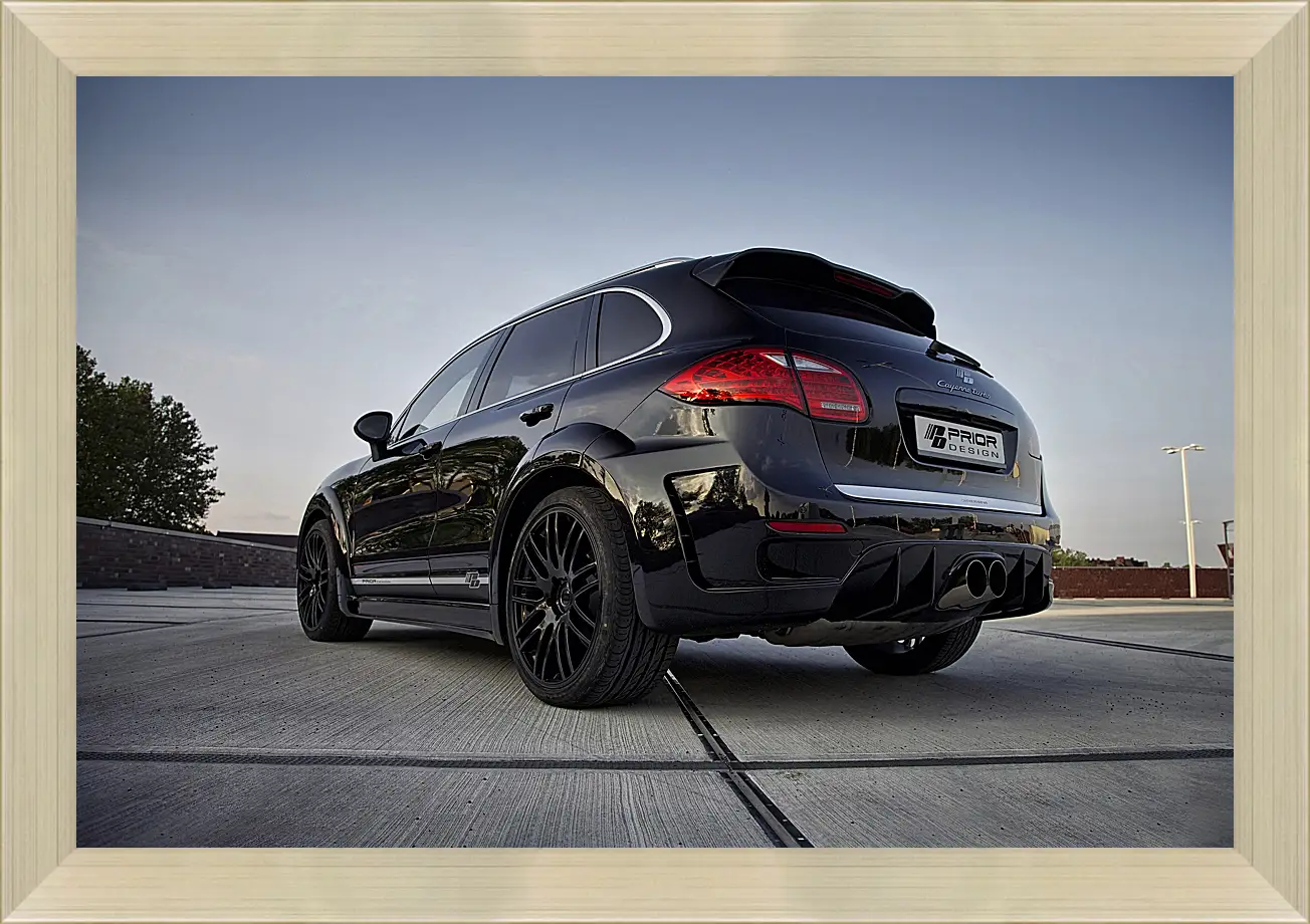 Картина в раме - Черный Порше Каен (Porsche Cayenne)