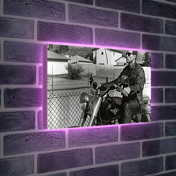 Лайтбокс световая панель - Арнольд Шварценеггер на мотоцикле. Терминатор 2