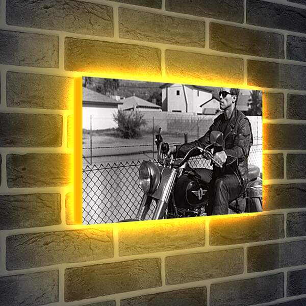 Лайтбокс световая панель - Арнольд Шварценеггер на мотоцикле. Терминатор 2