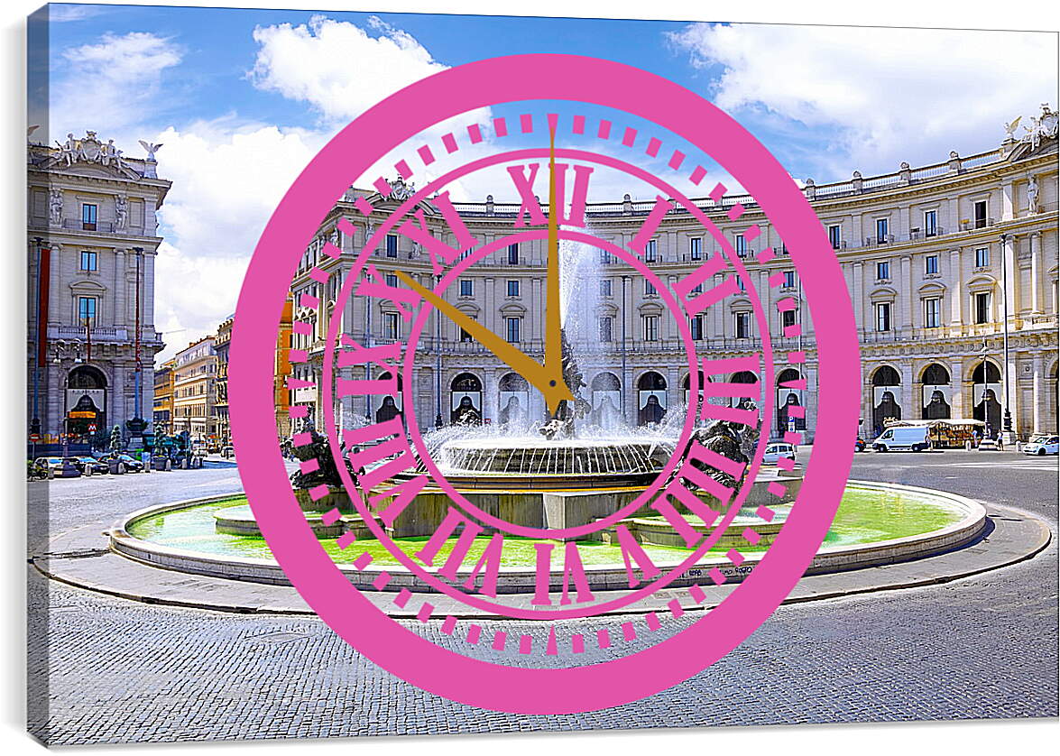Часы картина - Площадь Республики. Рим. Италия.