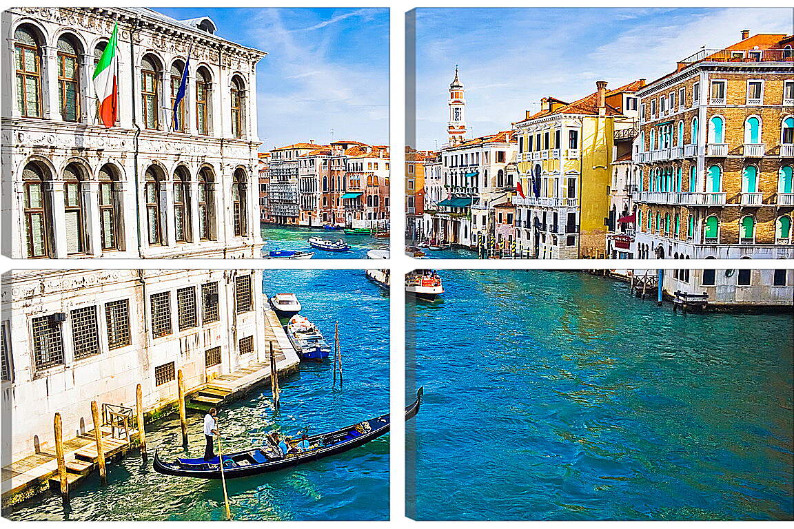 Модульная картина - Флаг над водами Венеции