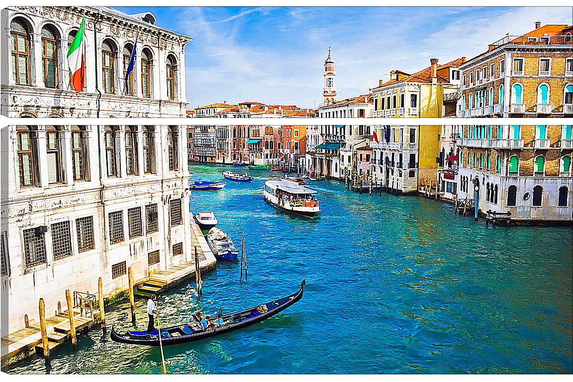 Модульная картина - Флаг над водами Венеции