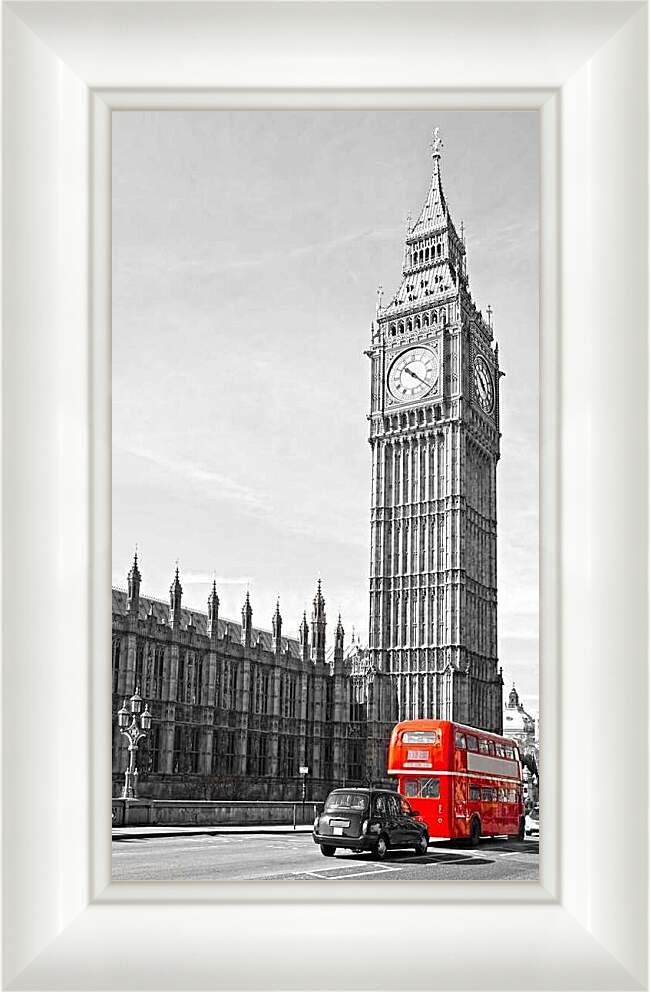 Картина в раме - Биг-Бен и красный автобус