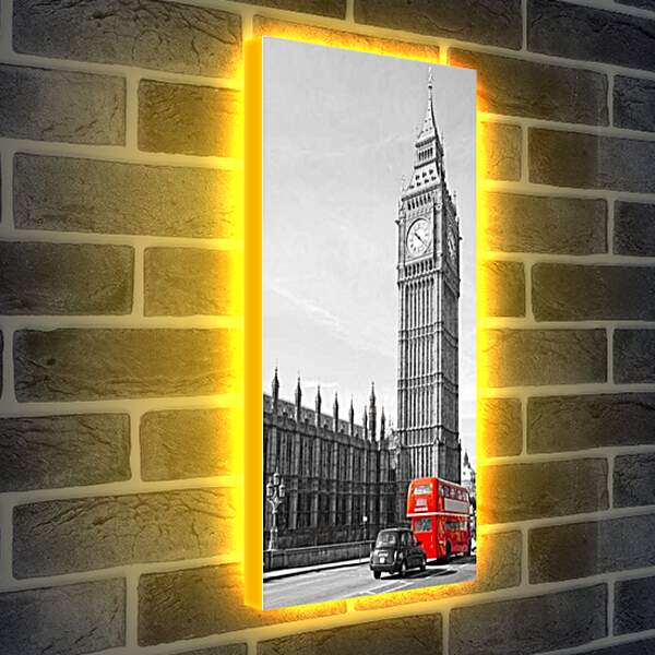 Лайтбокс световая панель - Биг-Бен и красный автобус
