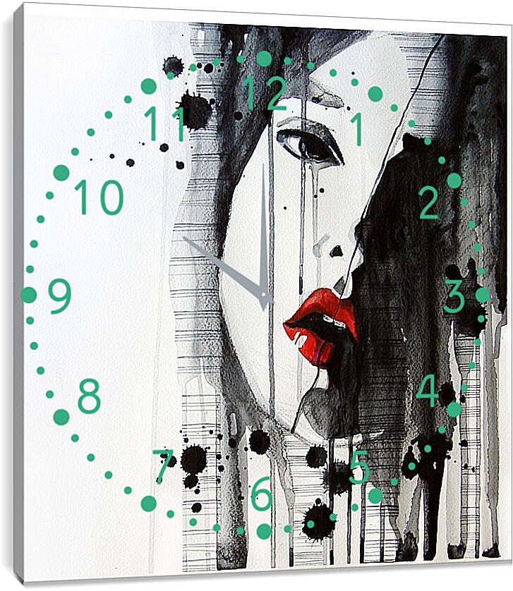 Часы картина - Абстракция, лицо девушки