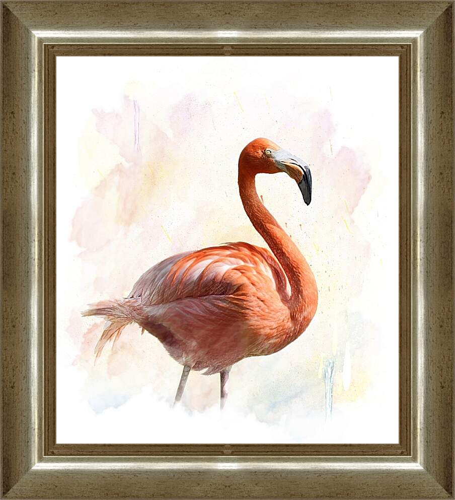 Картина в раме - Фламинго