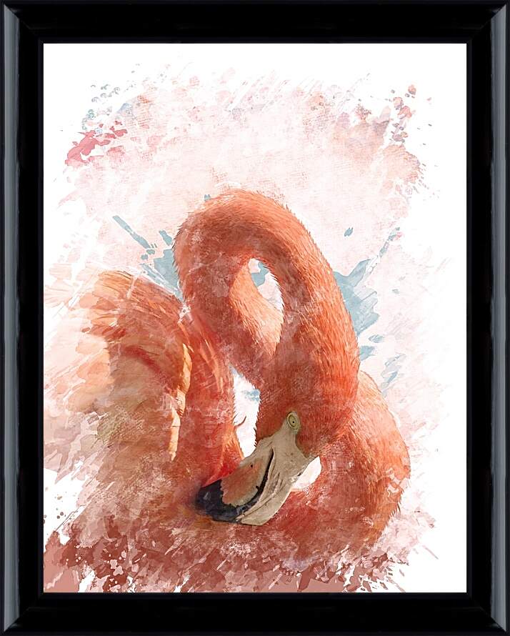 Картина в раме - Розовый фламинго