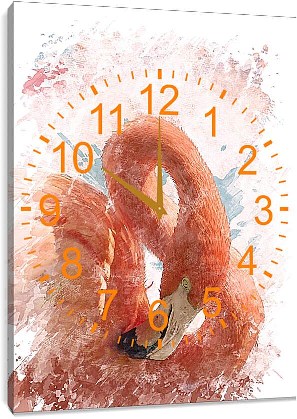 Часы картина - Розовый фламинго
