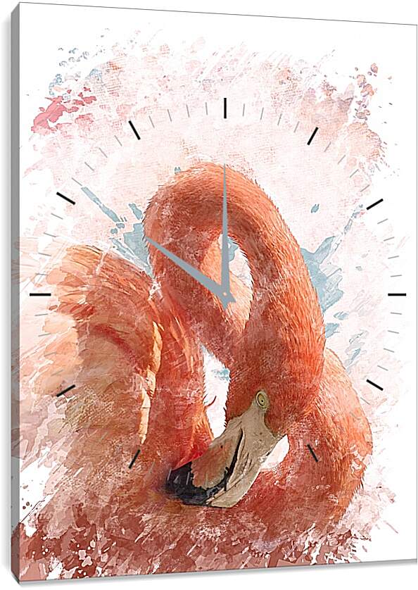 Часы картина - Розовый фламинго