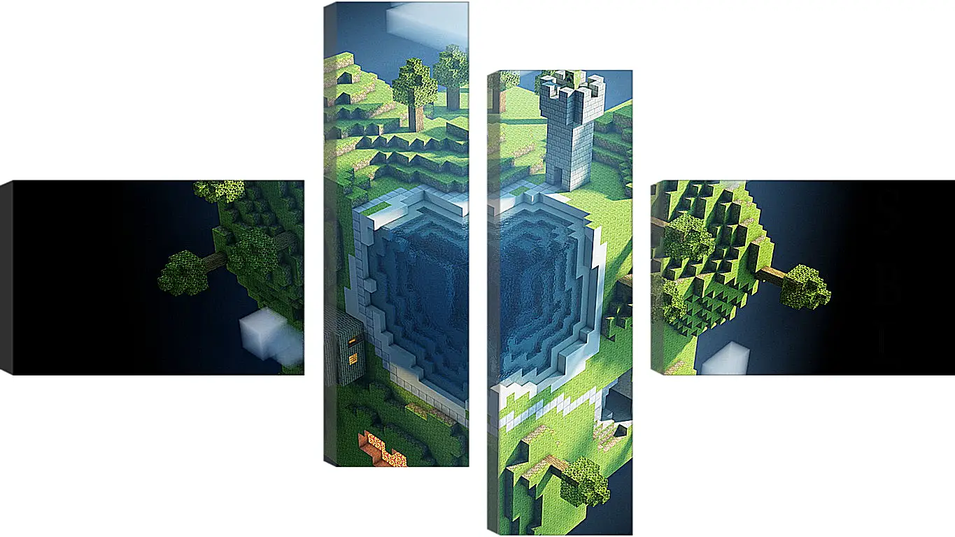 Модульная картина - minecraft, planet, cube