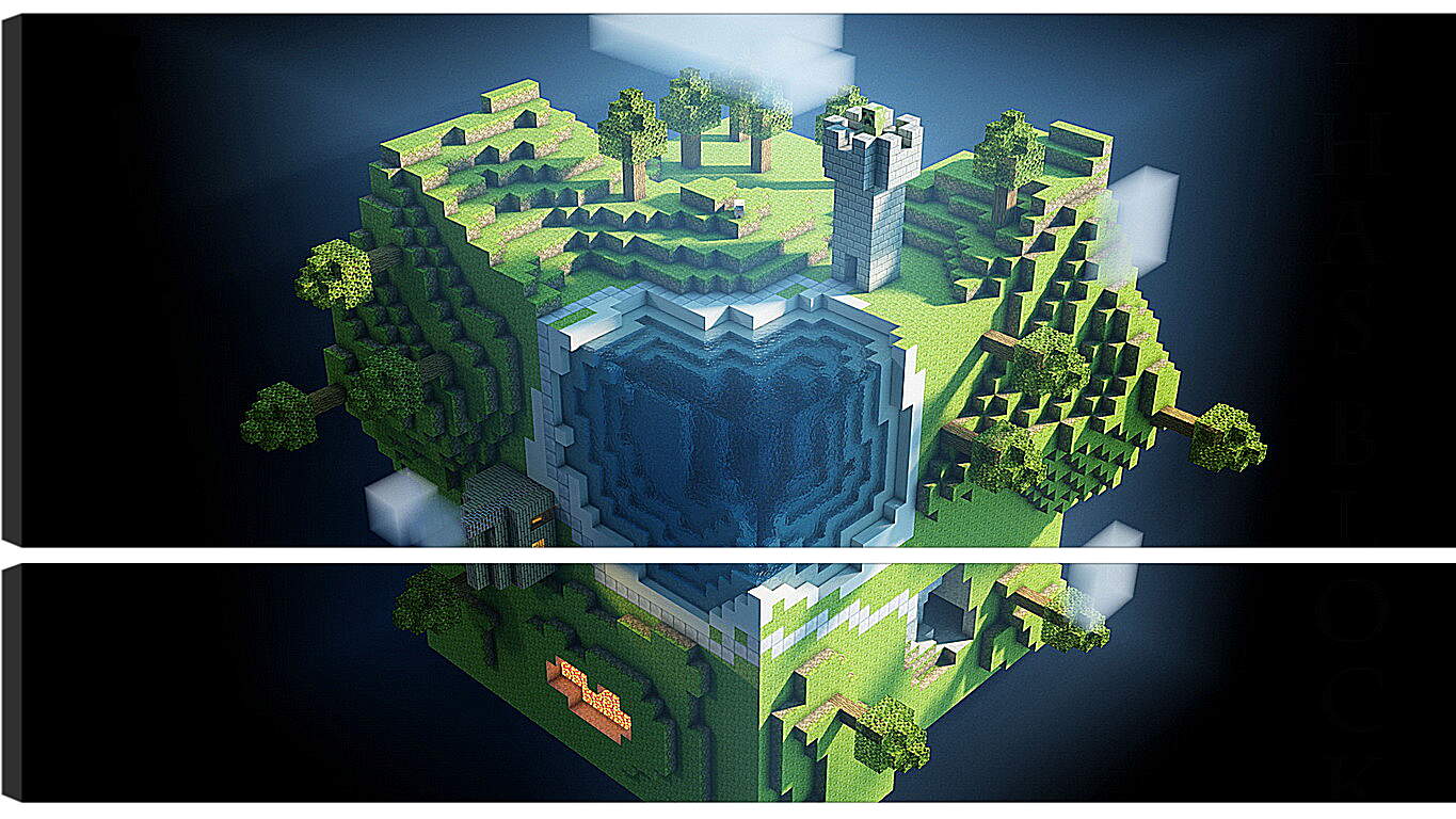 Модульная картина - minecraft, planet, cube