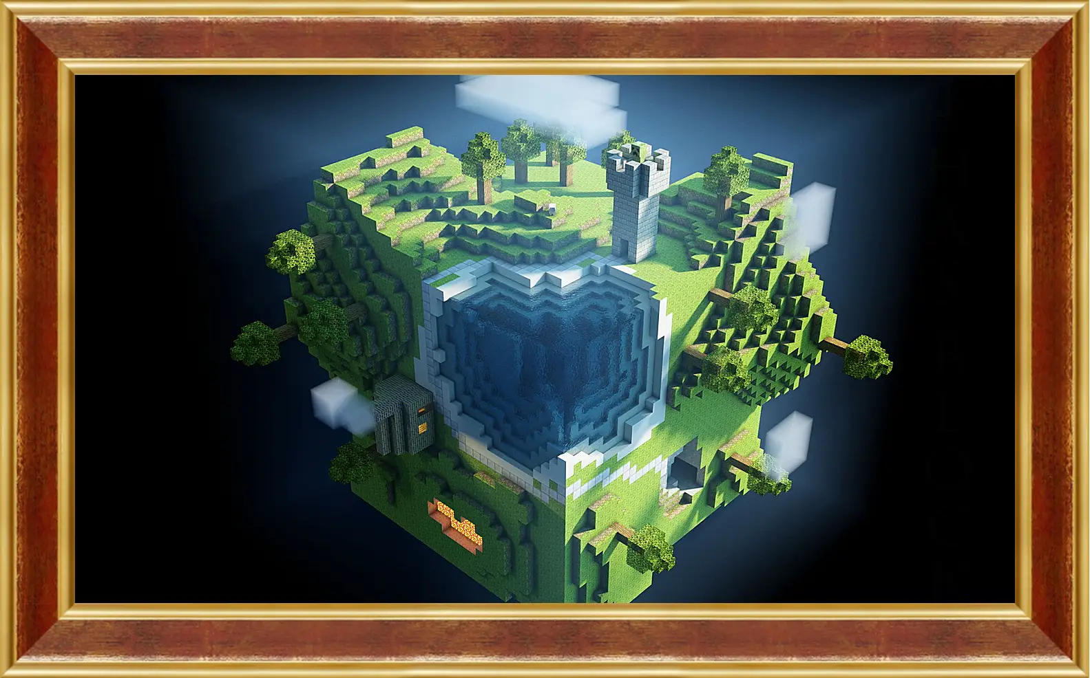 Картина в раме - minecraft, planet, cube