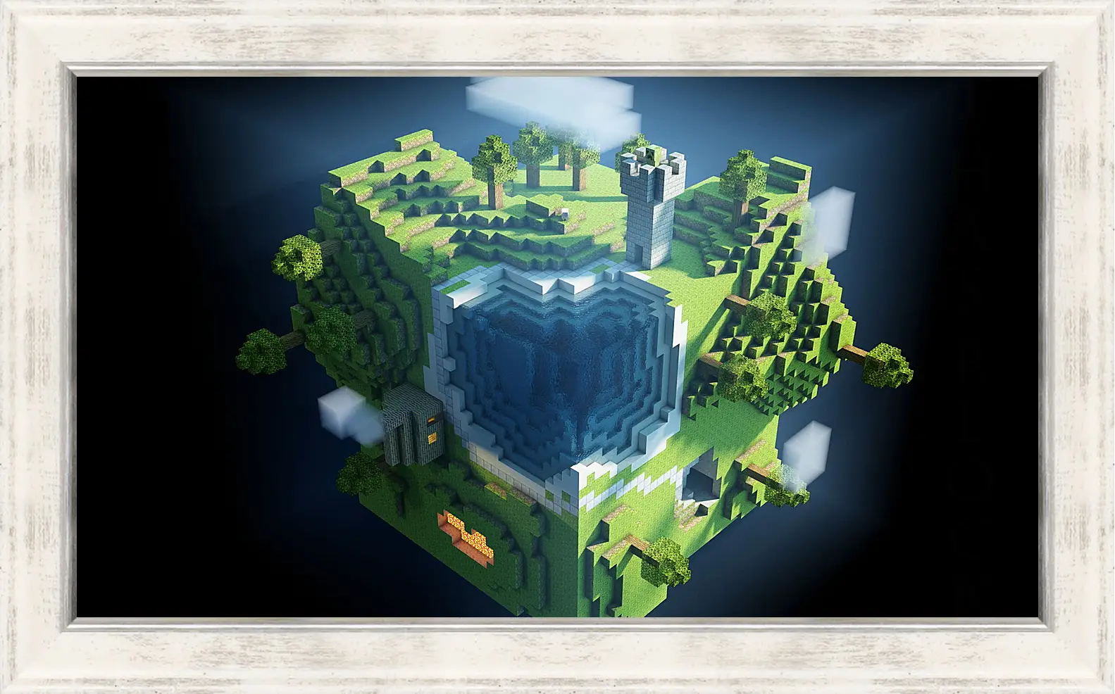 Картина в раме - minecraft, planet, cube