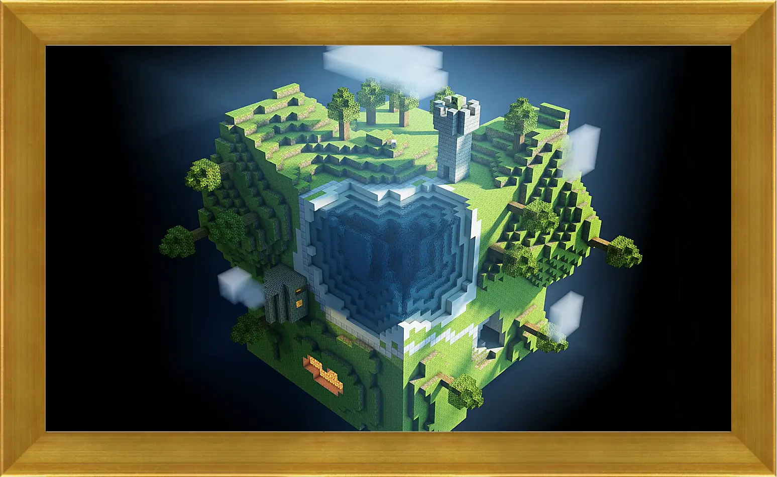 Картина в раме - minecraft, planet, cube