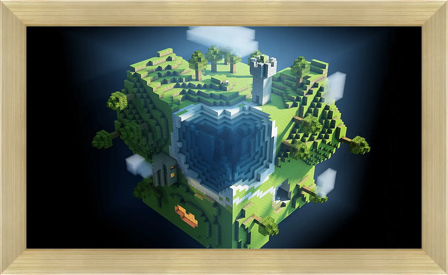 Картина в раме - minecraft, planet, cube