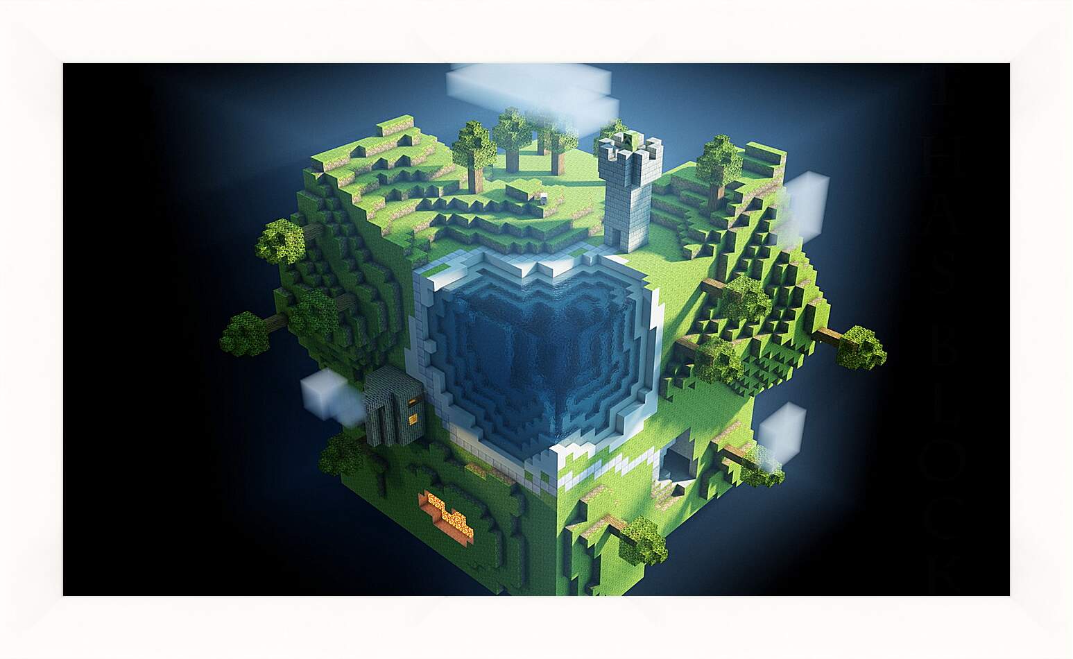 Картина в раме - minecraft, planet, cube