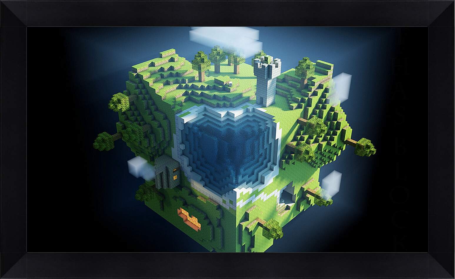 Картина в раме - minecraft, planet, cube