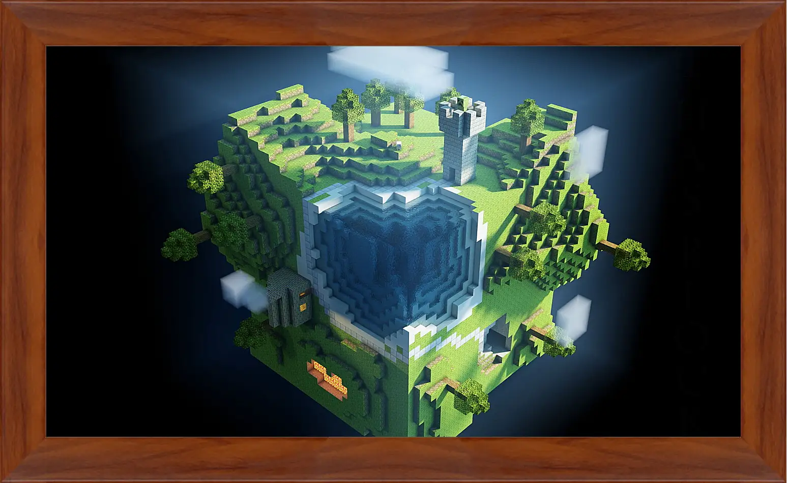 Картина в раме - minecraft, planet, cube