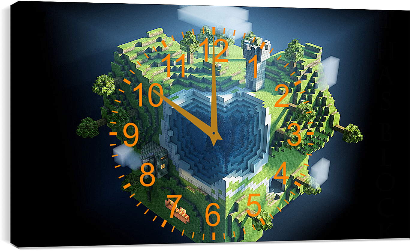 Часы картина - minecraft, planet, cube