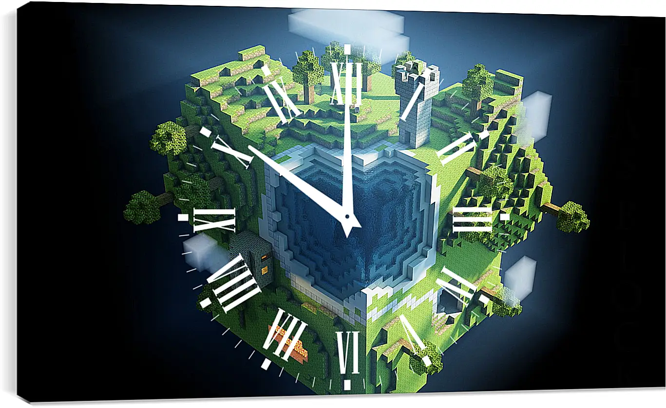 Часы картина - minecraft, planet, cube