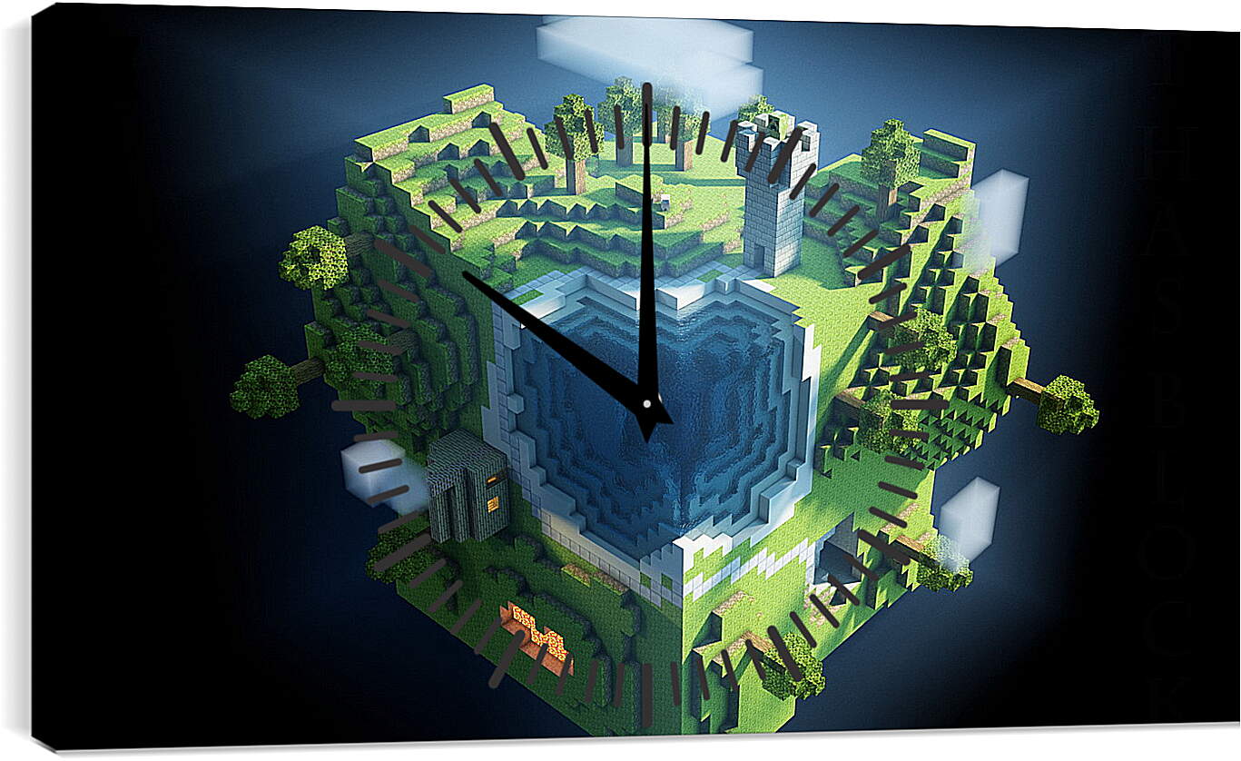 Часы картина - minecraft, planet, cube