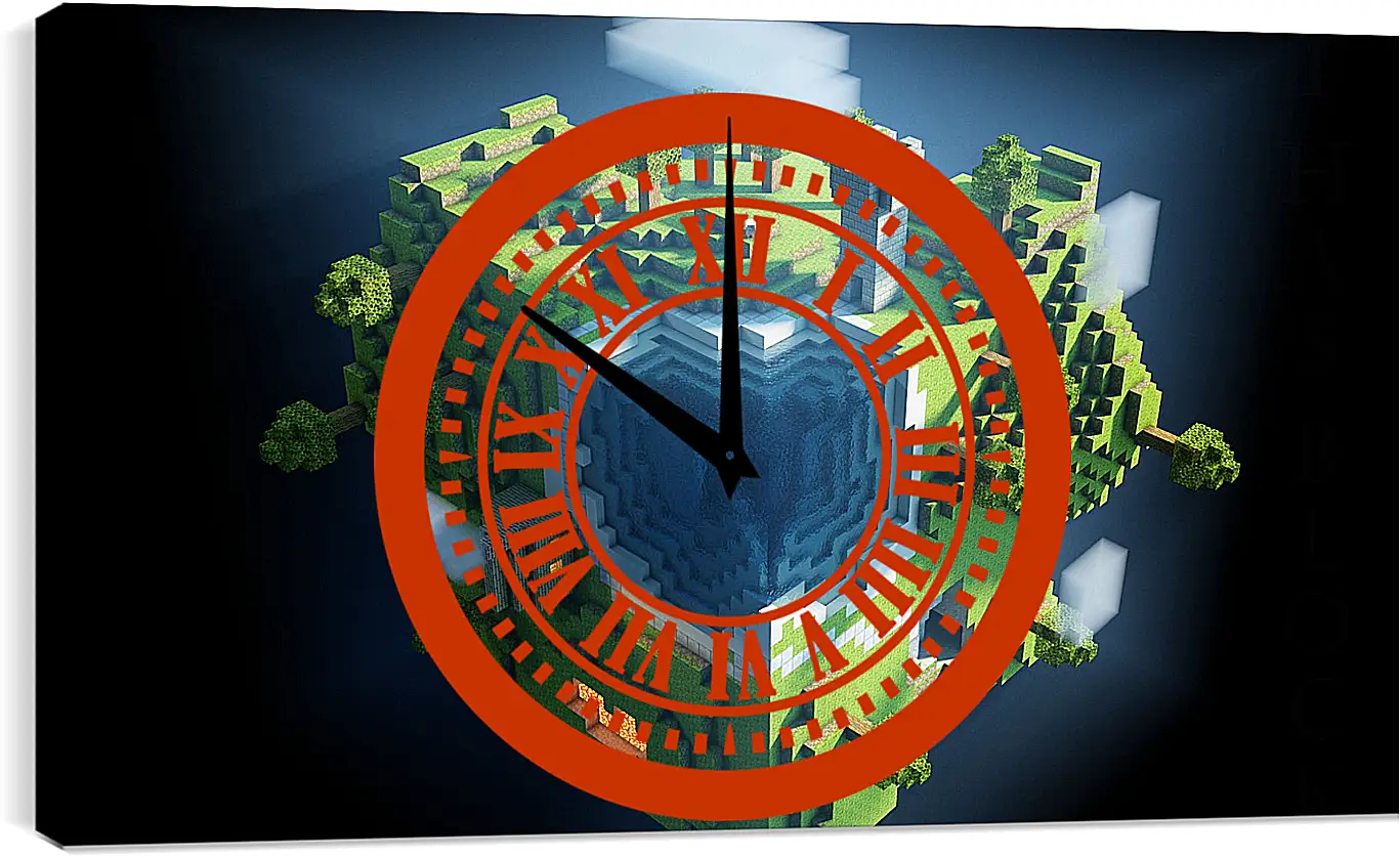 Часы картина - minecraft, planet, cube