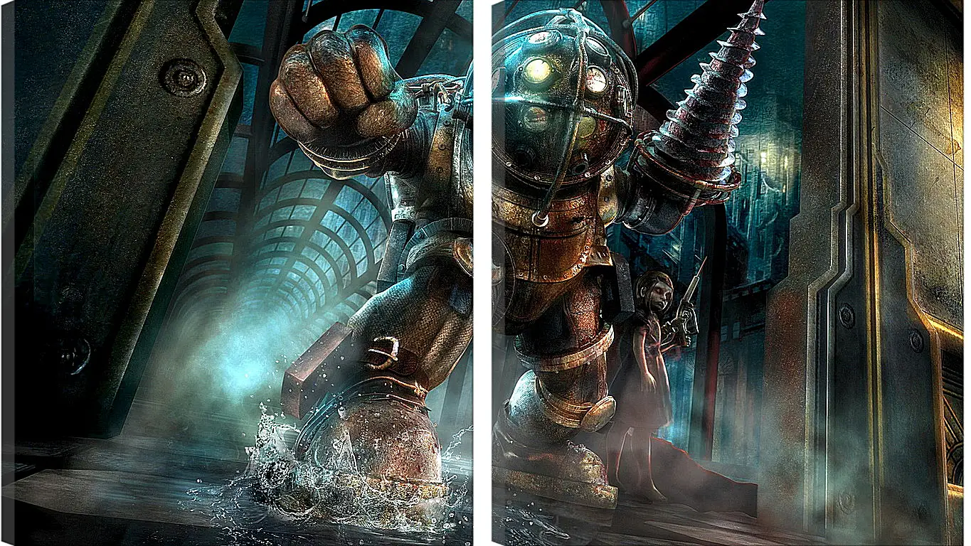 Модульная картина - bioshock, big daddy, little sister
