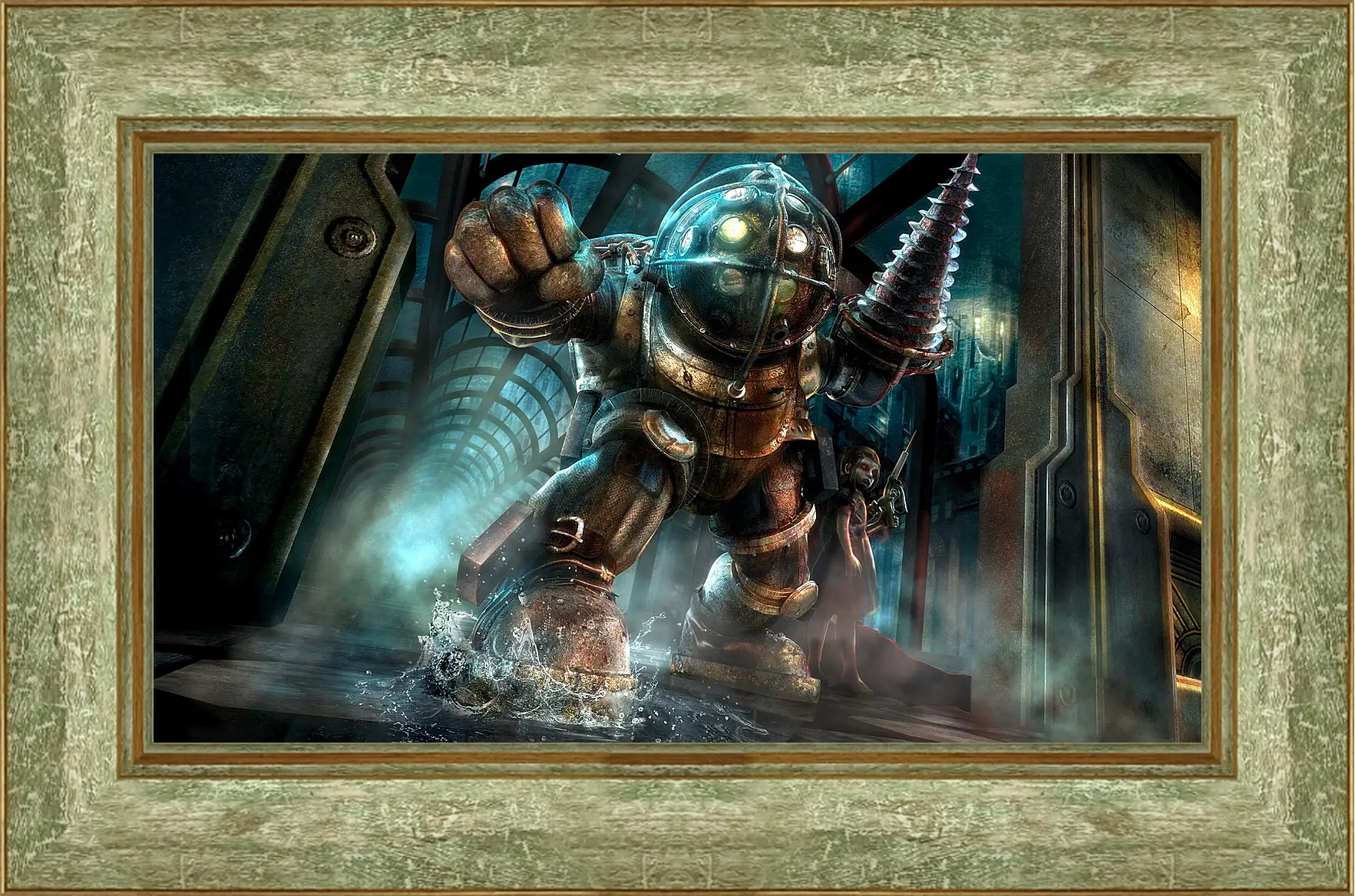 Картина в раме - bioshock, big daddy, little sister
