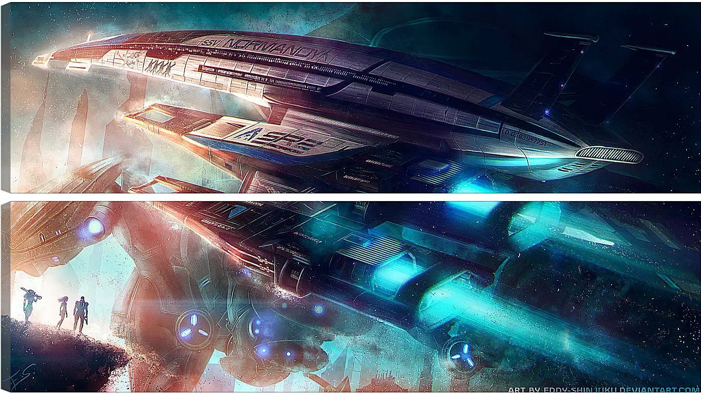 Модульная картина - normandy, mass effect, spaceship
