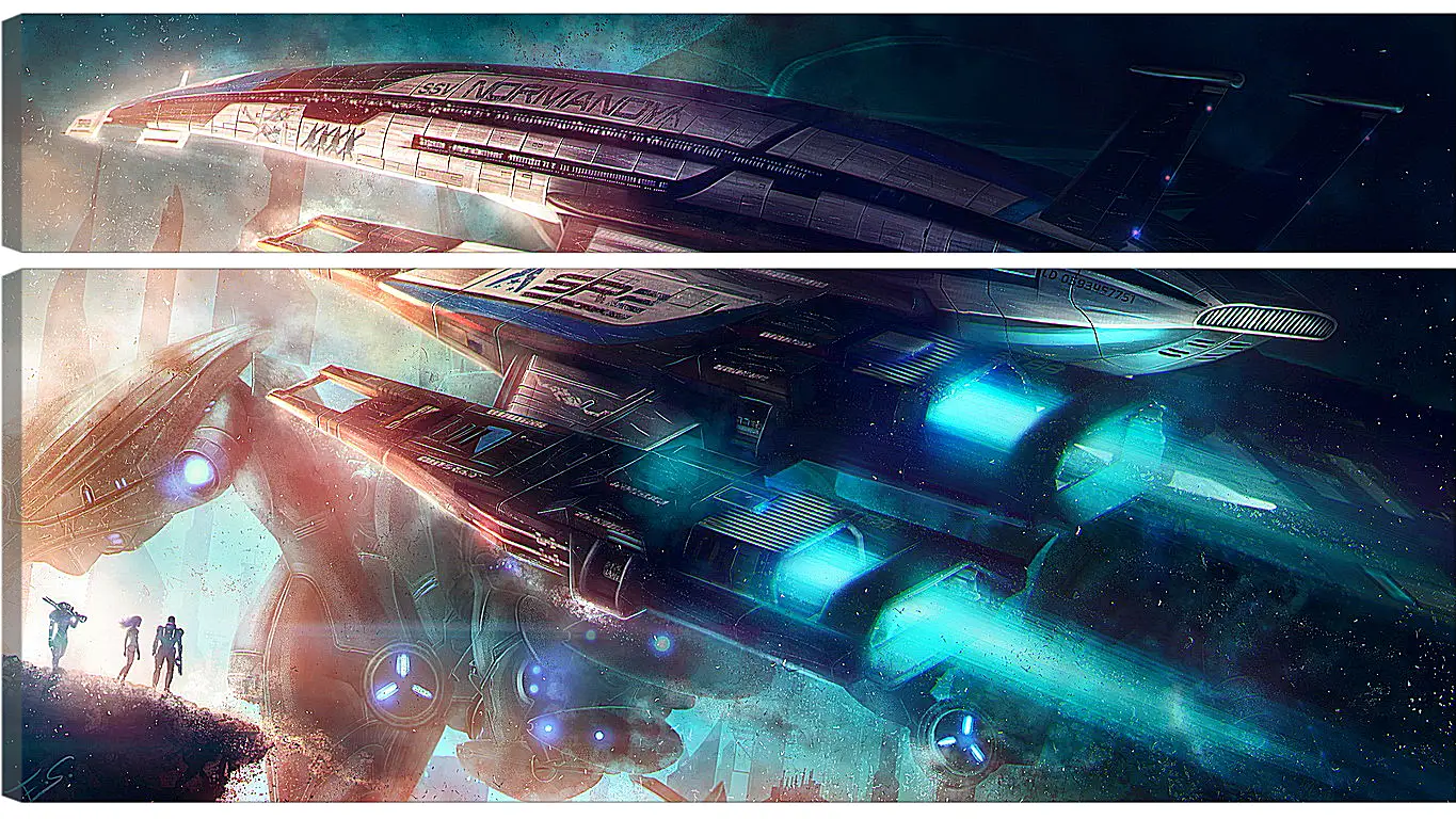 Модульная картина - normandy, mass effect, spaceship
