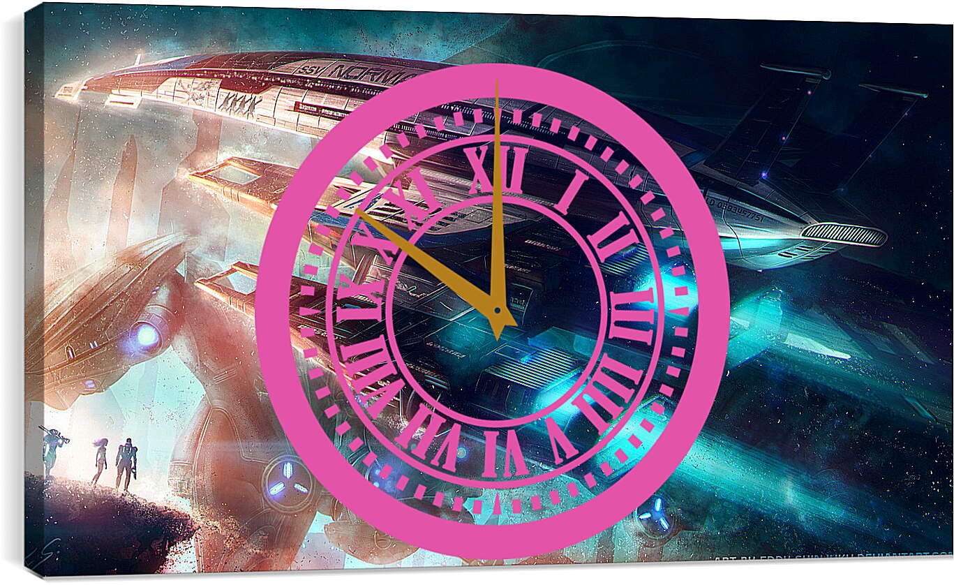 Часы картина - normandy, mass effect, spaceship
