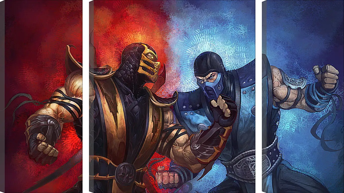 Модульная картина - mortal kombat, scorpion, sub-zero