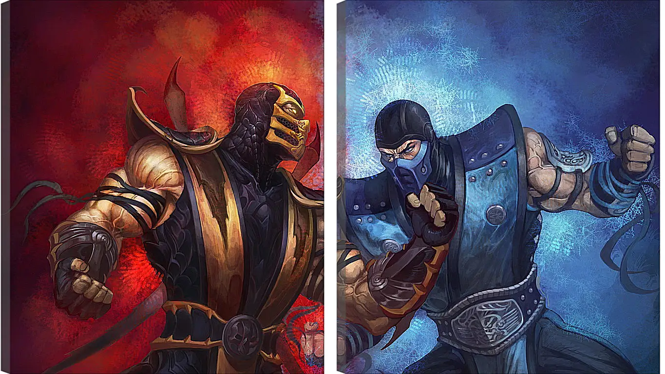 Модульная картина - mortal kombat, scorpion, sub-zero