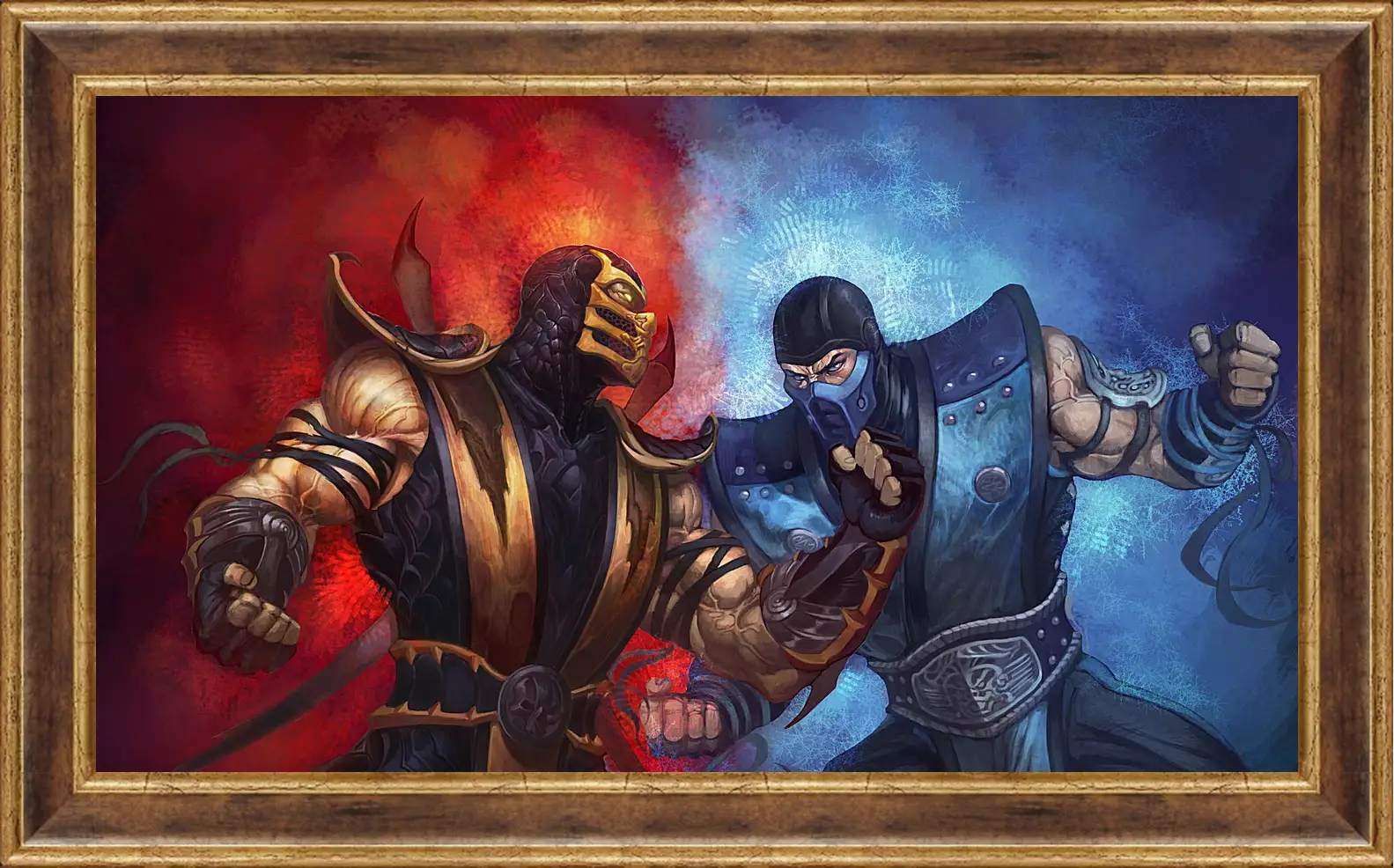 Картина в раме - mortal kombat, scorpion, sub-zero