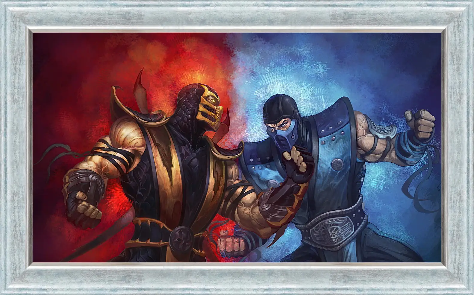 Картина в раме - mortal kombat, scorpion, sub-zero