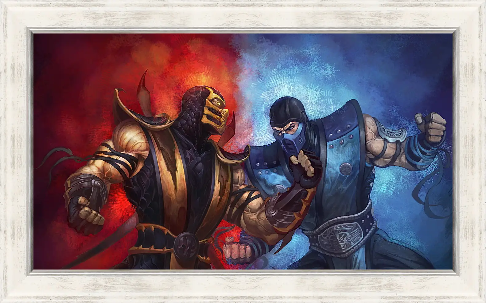 Картина в раме - mortal kombat, scorpion, sub-zero