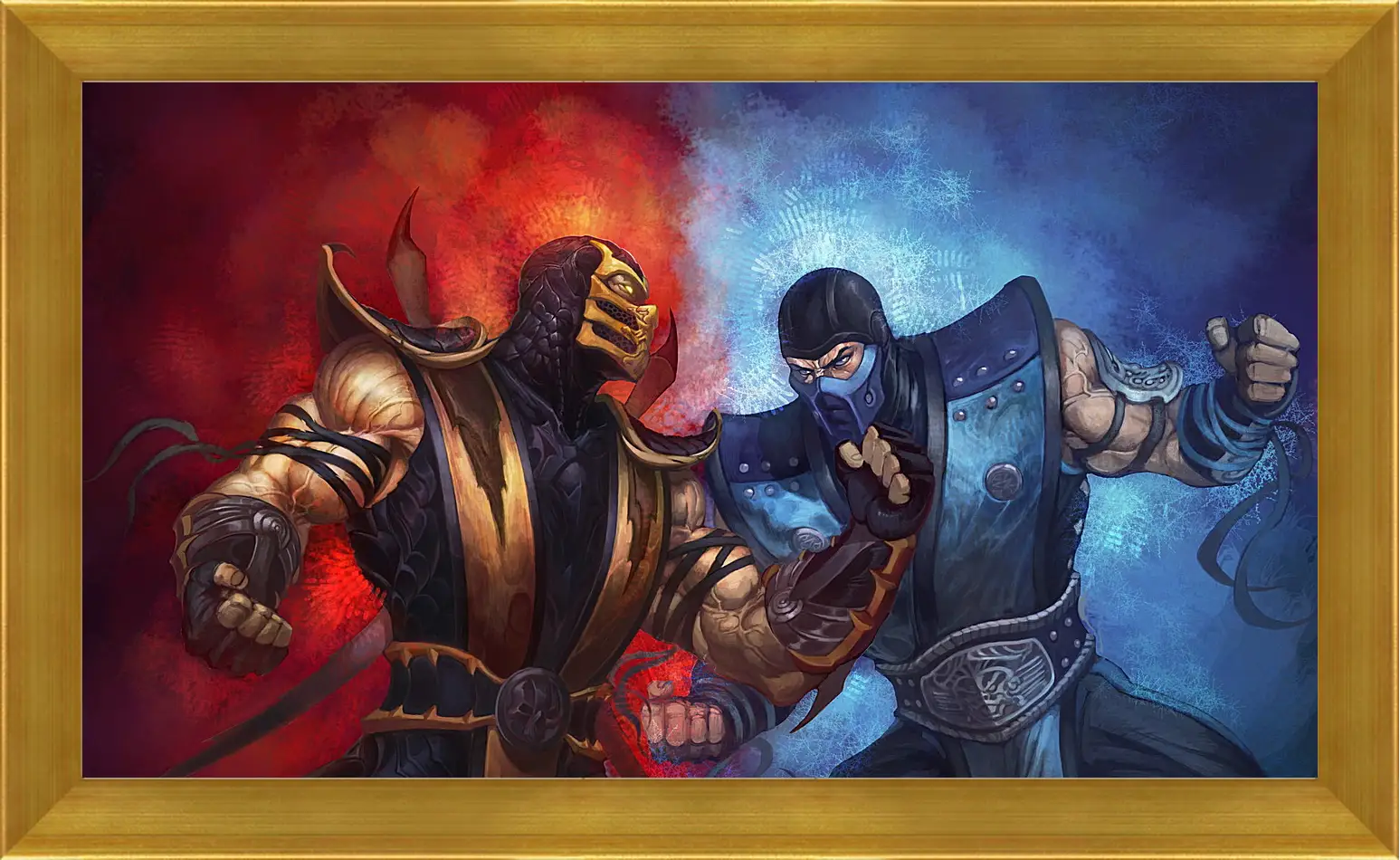 Картина в раме - mortal kombat, scorpion, sub-zero