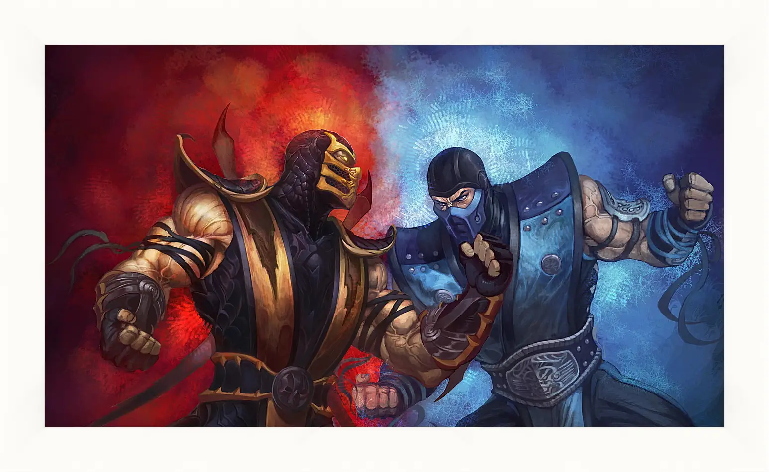 Картина в раме - mortal kombat, scorpion, sub-zero